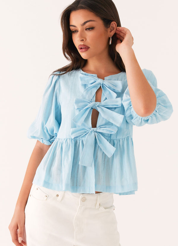 peppermayo Peppermayo Exclusive - Western Wind Tie Top - Blue