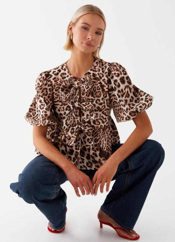 peppermayo Peppermayo Exclusive - Western Wind Tie Top - Leopard