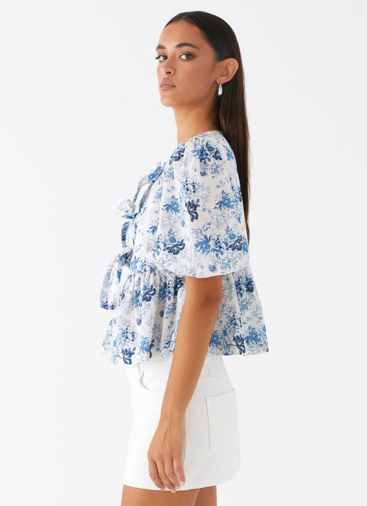 Peppermayo Peppermayo Exclusive - Western Wind Tie Top - Serene Sky Floral