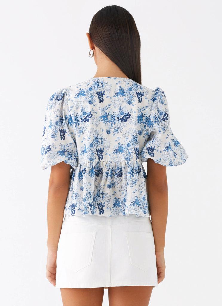 Peppermayo Peppermayo Exclusive - Western Wind Tie Top - Serene Sky Floral