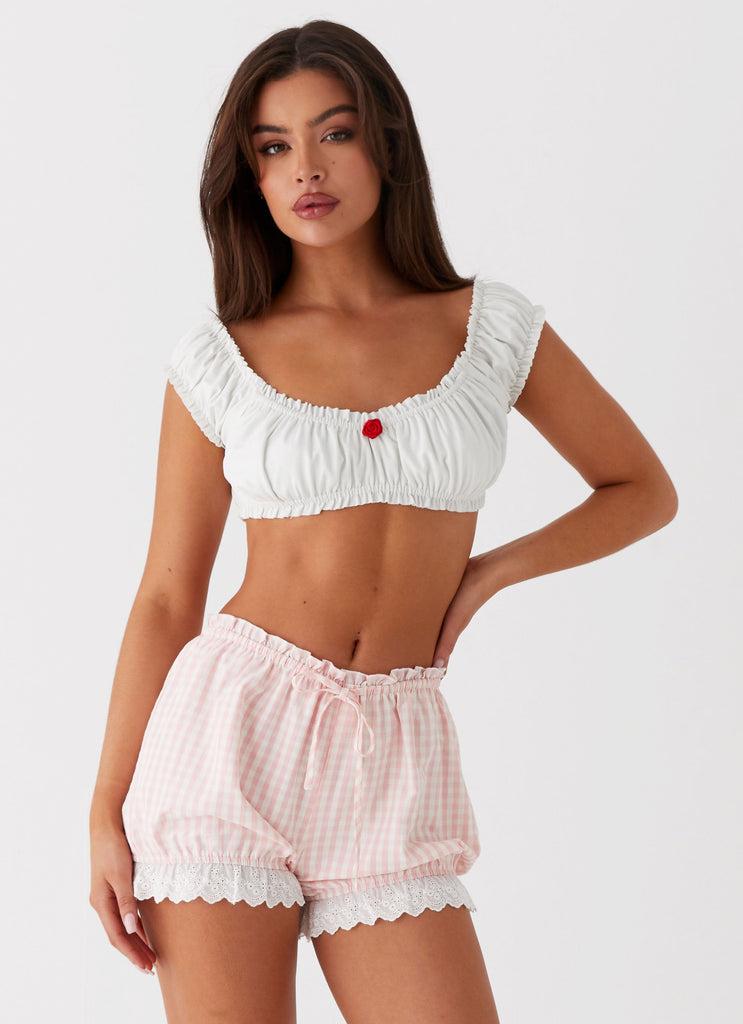 Peppermayo Peppermayo Exclusive - Weston Lace Trim Shorts - Pink Gingham