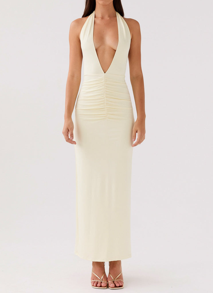 Peppermayo Peppermayo Exclusive - Whisked Away Halterneck Maxi Dress - Canary