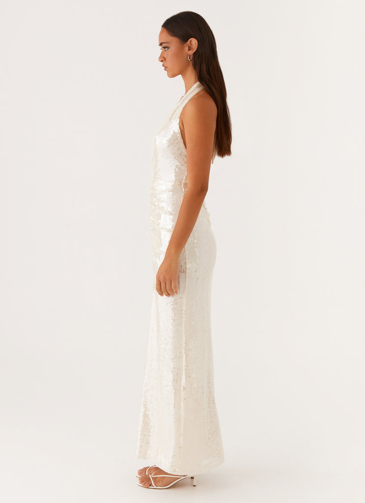Peppermayo Peppermayo Exclusive - Whisked Away Halterneck Maxi Dress - White