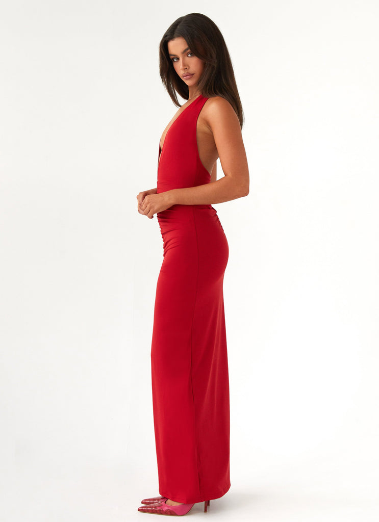 Peppermayo Peppermayo Exclusive - Whisked Away Halterneck Maxi Dress - Red