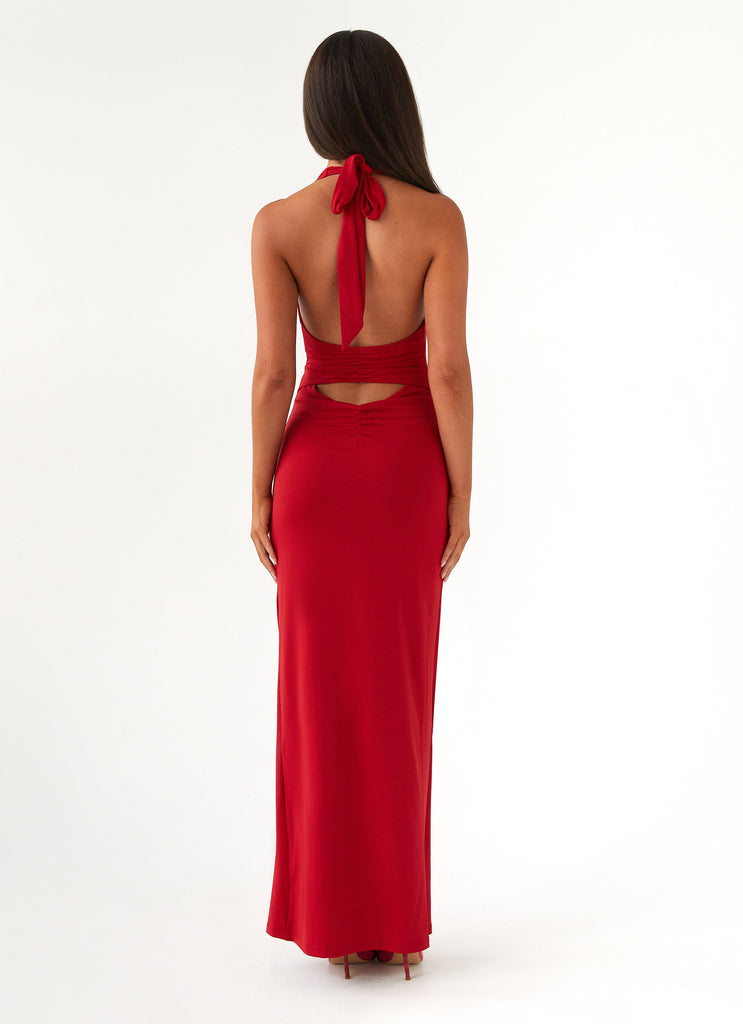 Peppermayo Peppermayo Exclusive - Whisked Away Halterneck Maxi Dress - Red