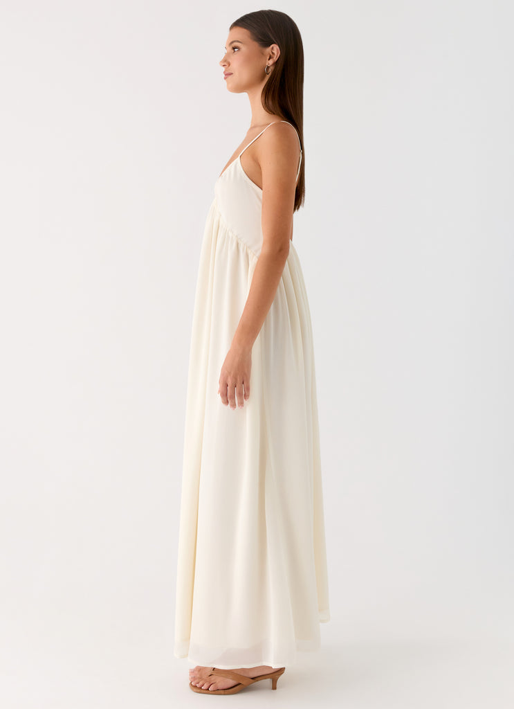 Peppermayo Peppermayo Exclusive - Whisperlight Chiffon Scooped Neck Maxi Dress - White