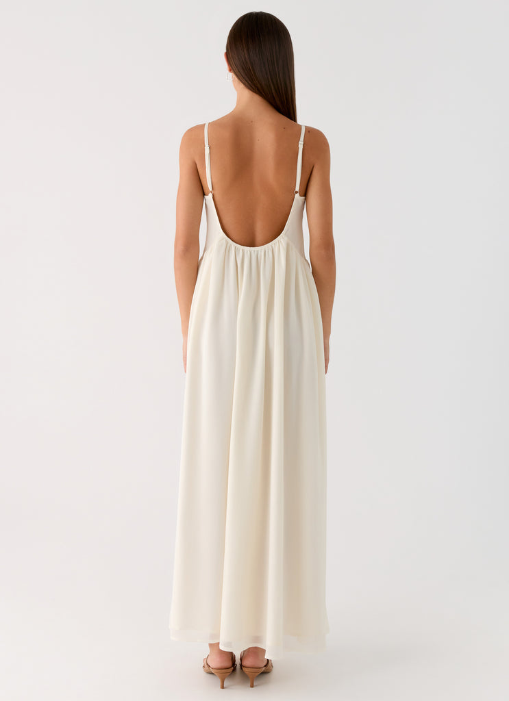 Peppermayo Peppermayo Exclusive - Whisperlight Chiffon Scooped Neck Maxi Dress - White