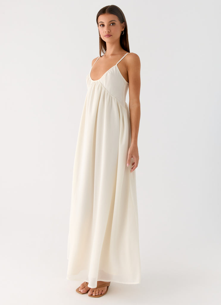 Peppermayo Peppermayo Exclusive - Whisperlight Chiffon Scooped Neck Maxi Dress - White