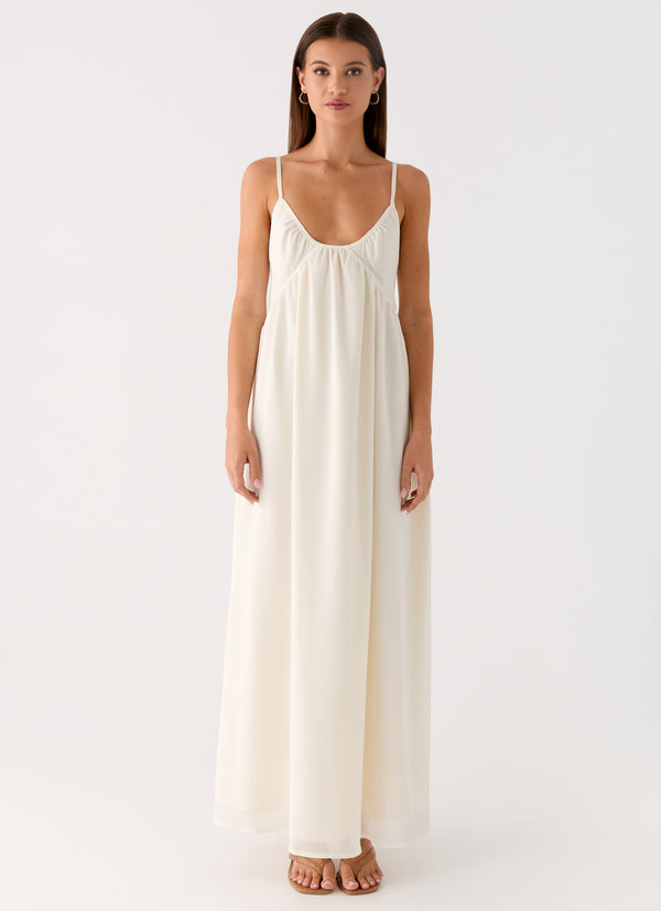 peppermayo Peppermayo Exclusive - Whisperlight Chiffon Scooped Neck Maxi Dress - White