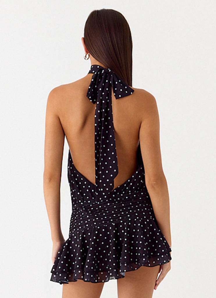 Peppermayo Peppermayo Exclusive - Willow Chiffon Mini Dress - Black Polkadot
