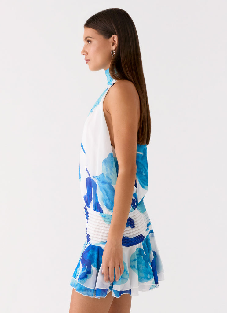 Peppermayo Peppermayo Exclusive - Willow Chiffon Mini Dress - Cerulean Bloom