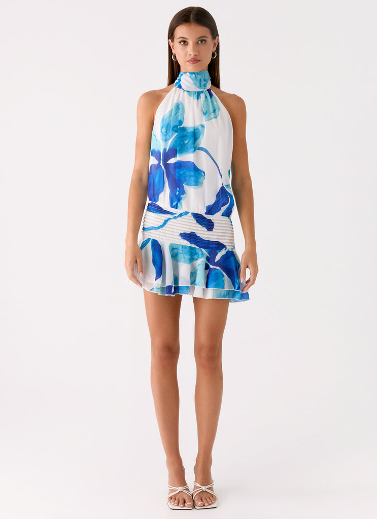 Peppermayo Peppermayo Exclusive - Willow Chiffon Mini Dress - Cerulean Bloom