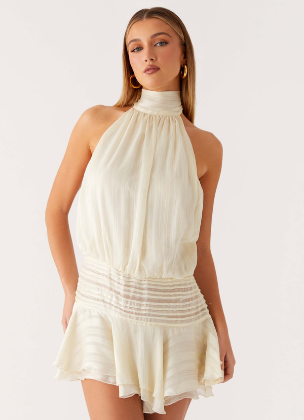 peppermayo Peppermayo Exclusive - Willow Chiffon Mini Dress - Ivory