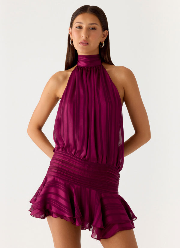 peppermayo Peppermayo Exclusive - Willow Chiffon Mini Dress - Plum