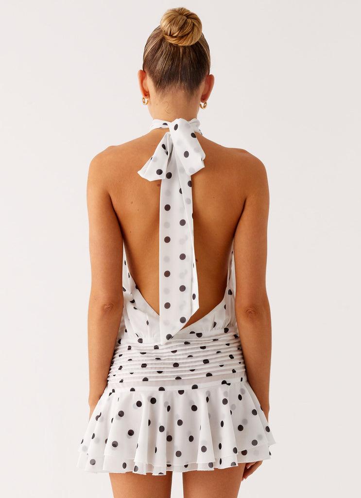 Peppermayo Peppermayo Exclusive - Willow Chiffon Mini Dress - White Polka Dot