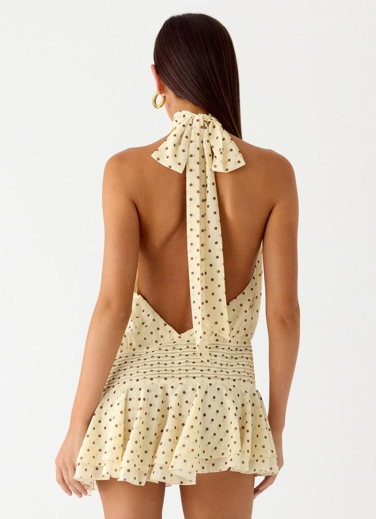 Peppermayo Peppermayo Exclusive - Willow Chiffon Mini Dress - Yellow Polkadot