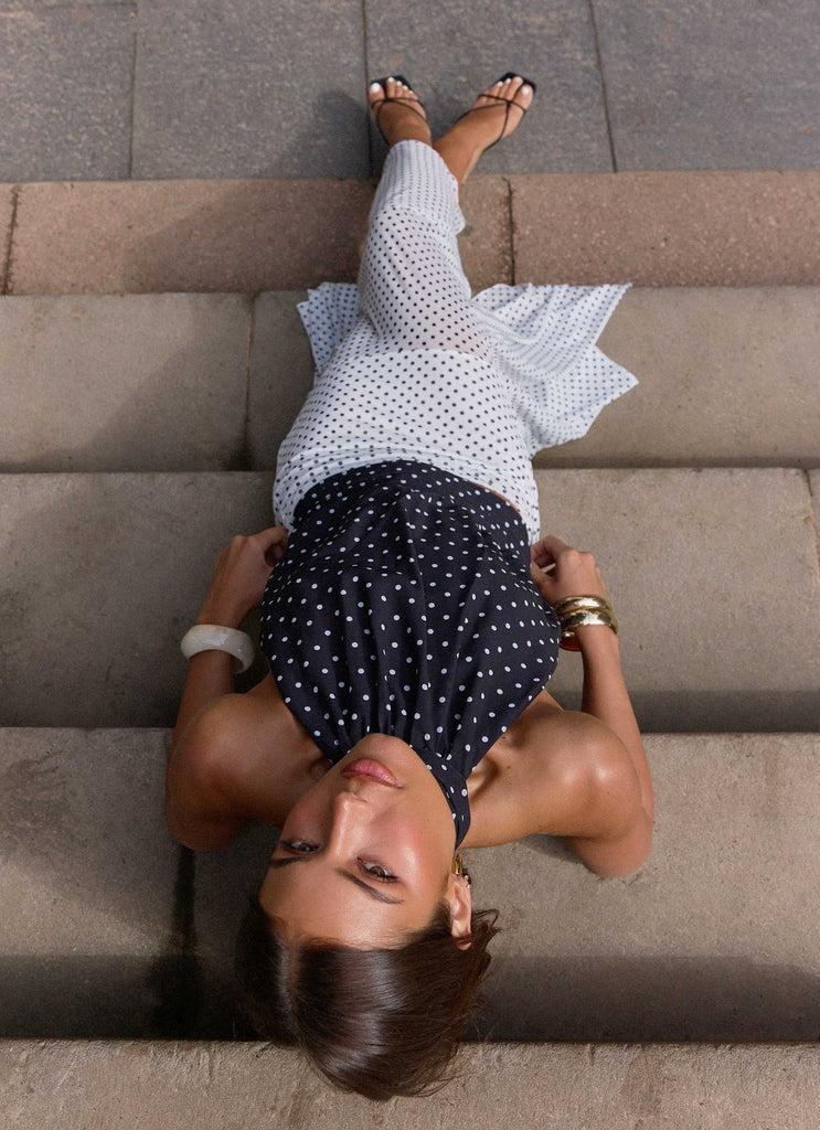 Peppermayo Peppermayo Exclusive - Willow Chiffon Top - Black Polkadot