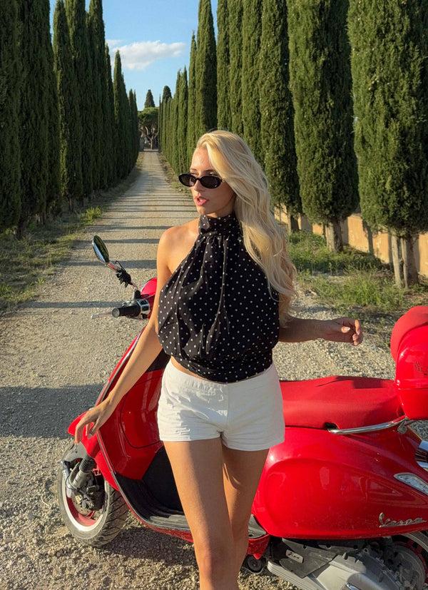 peppermayo Peppermayo Exclusive - Willow Chiffon Top - Black Polkadot