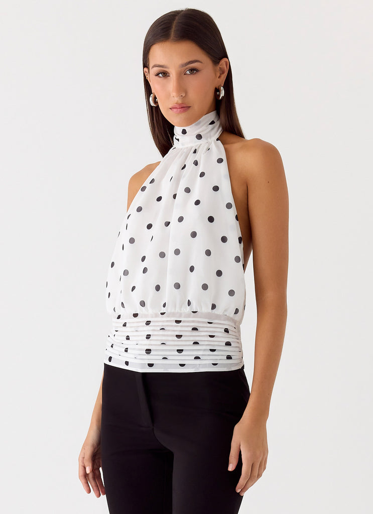 Peppermayo Peppermayo Exclusive - Willow Chiffon Top - White Polkadot