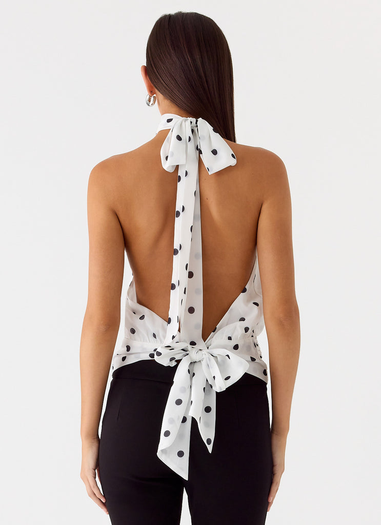 Peppermayo Peppermayo Exclusive - Willow Chiffon Top - White Polkadot