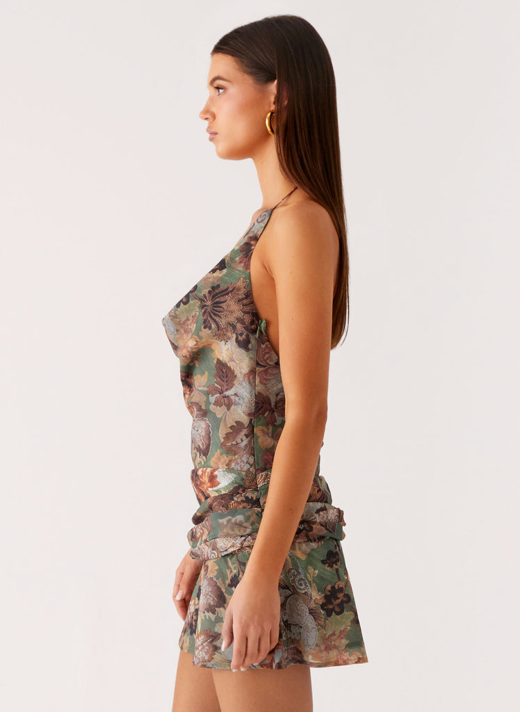 Peppermayo Peppermayo Exclusive - Wineweather Cowl Mini Dress - Vintage Blossom