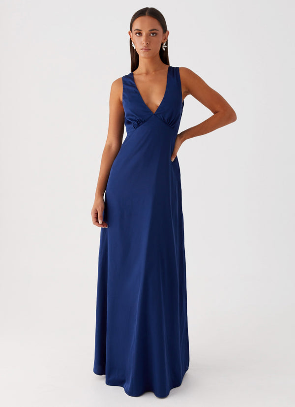 peppermayo Peppermayo Exclusive - Winnie Cowl Back Maxi Dress - Navy