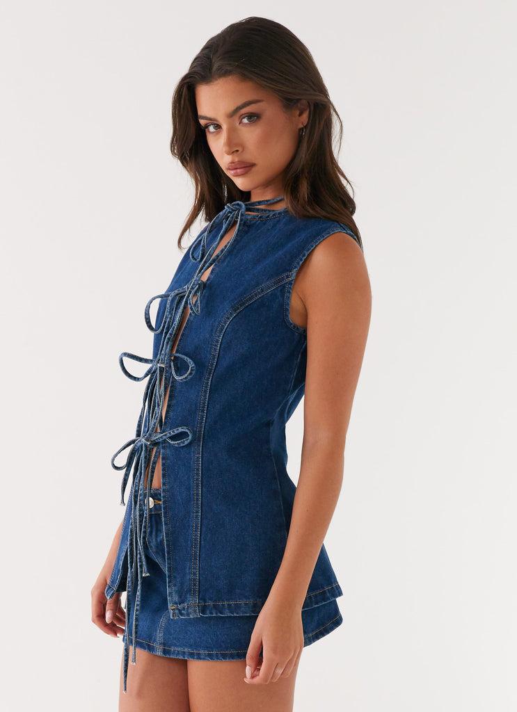 Peppermayo Peppermayo Exclusive - Wish You Luck Denim Top - Dark Blue