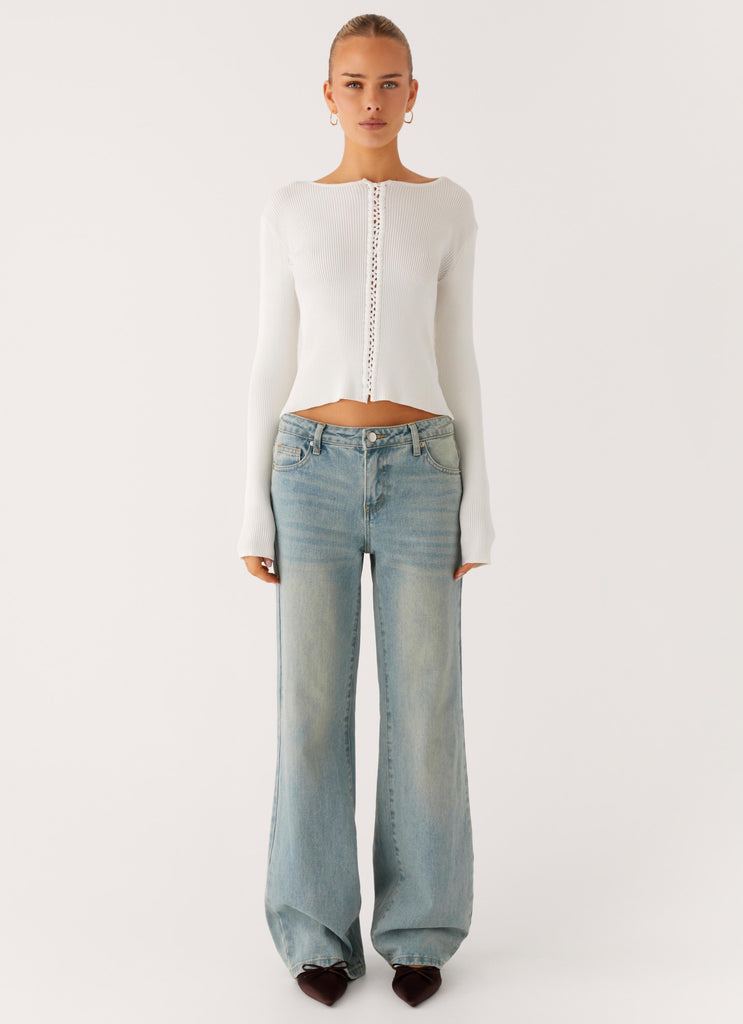 Peppermayo Peppermayo Exclusive - Wonderwall Lace Up Long Sleeve Top - White
