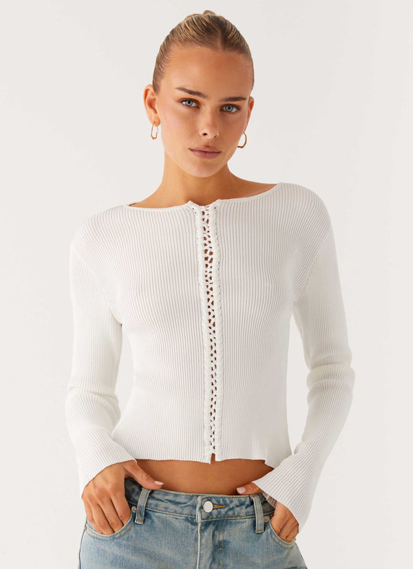 peppermayo Peppermayo Exclusive - Wonderwall Lace Up Long Sleeve Top - White