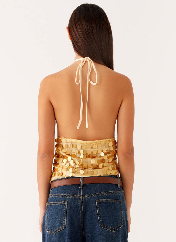 Peppermayo Peppermayo Exclusive - Xander Sequin Halter Top - Gold