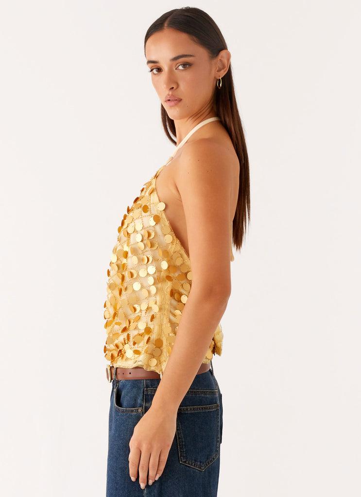 Peppermayo Peppermayo Exclusive - Xander Sequin Halter Top - Gold