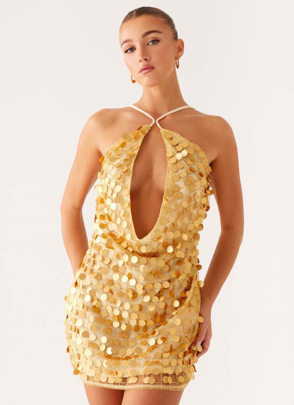 peppermayo Peppermayo Exclusive - Xander Sequin Mini Dress - Gold