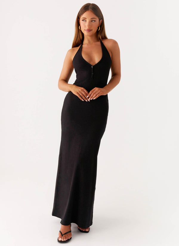 peppermayo Peppermayo Exclusive - Yaselle Button Front Maxi Dress - Black