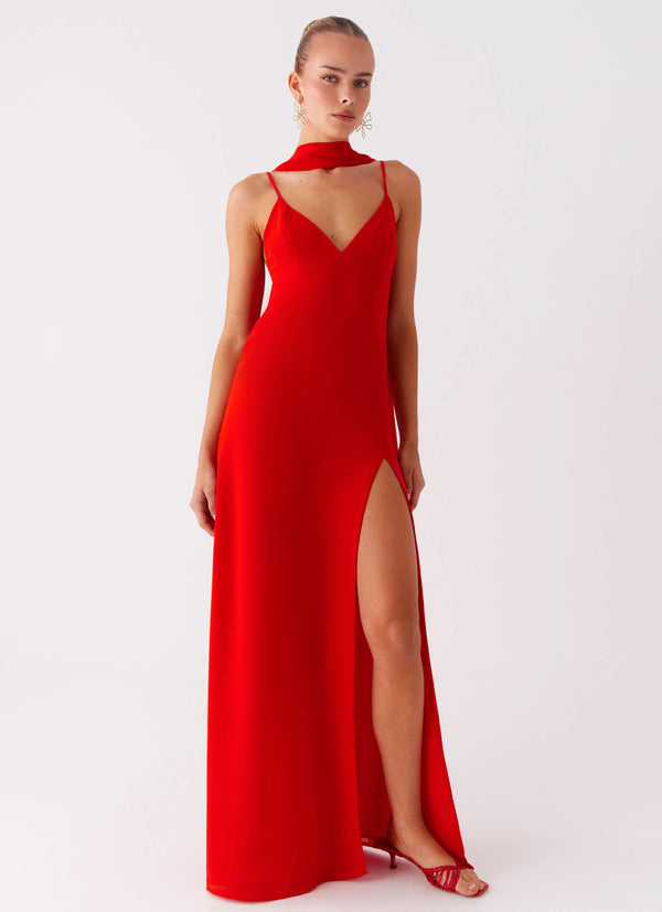 peppermayo Peppermayo Exclusive - Yorke Scarf Maxi Dress - Raspberry Red