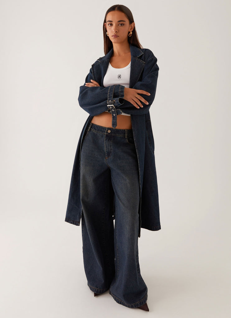 Peppermayo Peppermayo Exclusive - Yosemite Oversized Trench Coat - Blue