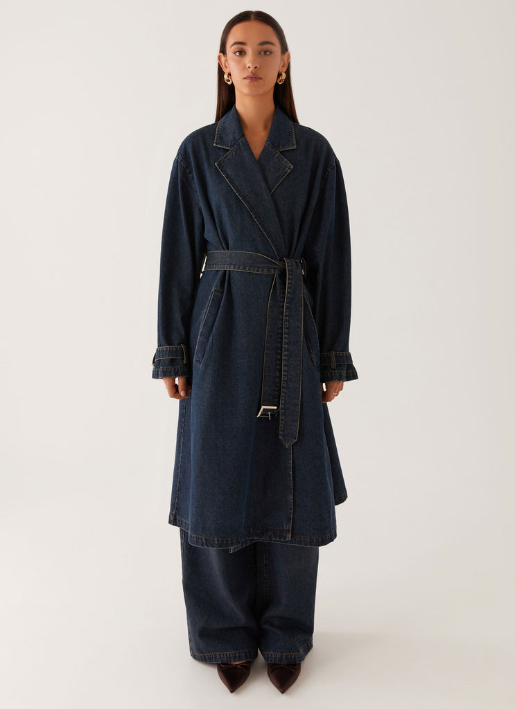 Peppermayo Peppermayo Exclusive - Yosemite Oversized Trench Coat - Blue