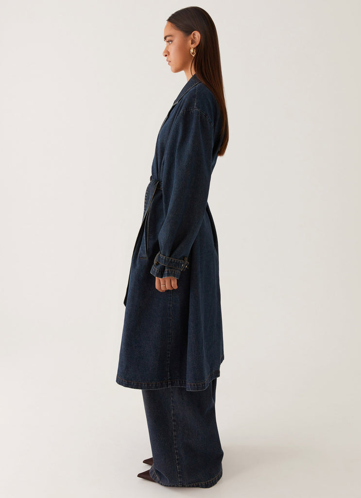 Peppermayo Peppermayo Exclusive - Yosemite Oversized Trench Coat - Blue