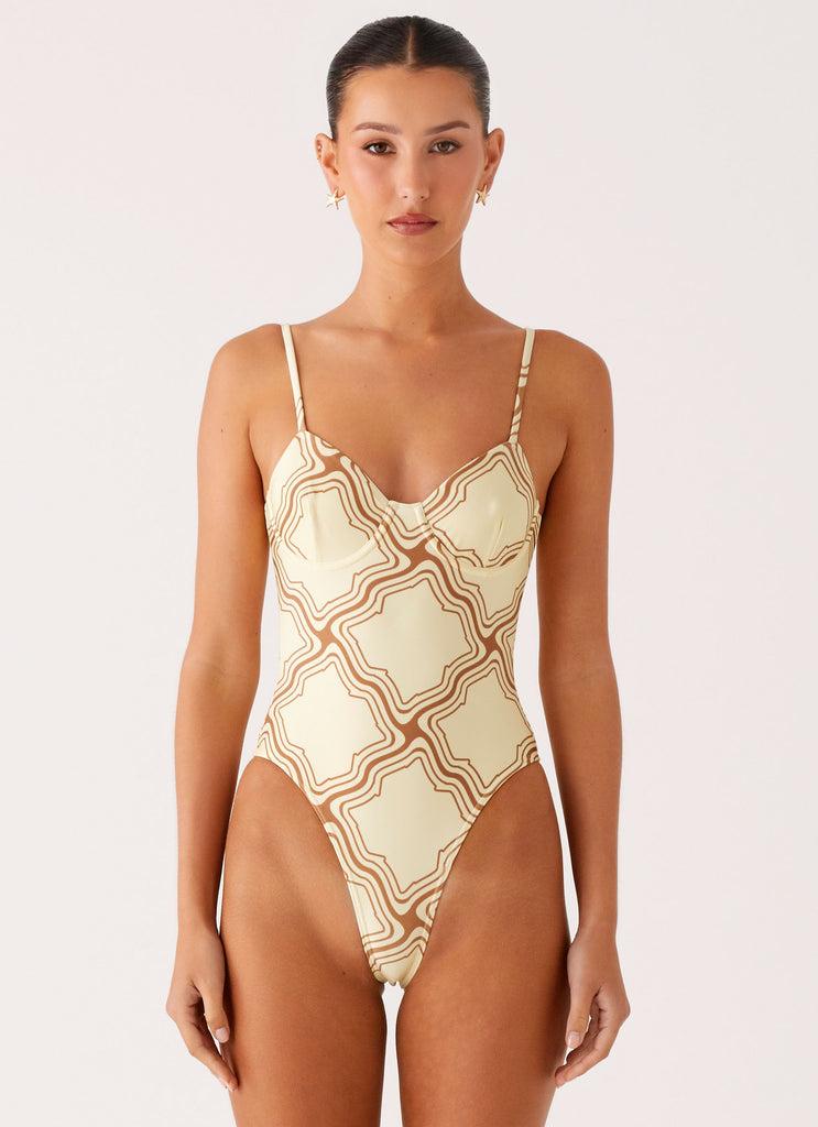 Peppermayo Peppermayo Exclusive - You Got Me One Piece Swimsuit - Tidal Print