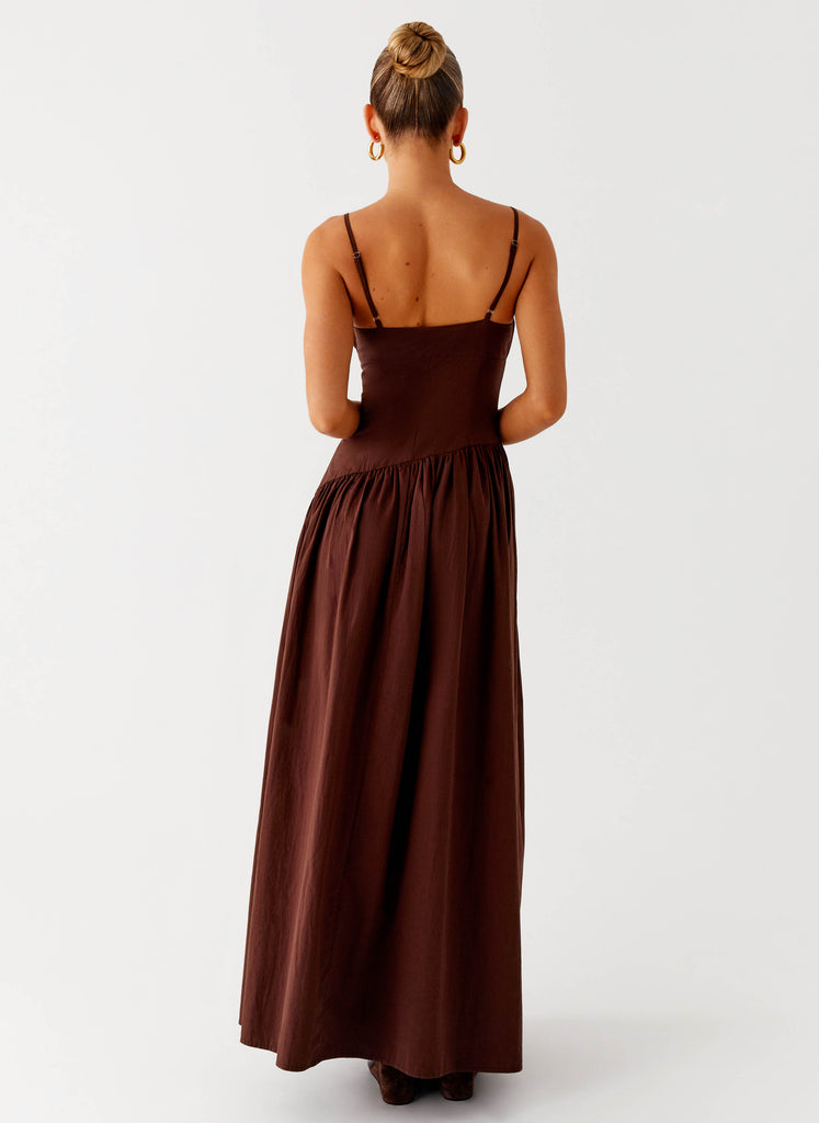 Peppermayo Peppermayo Exclusive - Yuna Drop Waist Maxi Dress - Chocolate