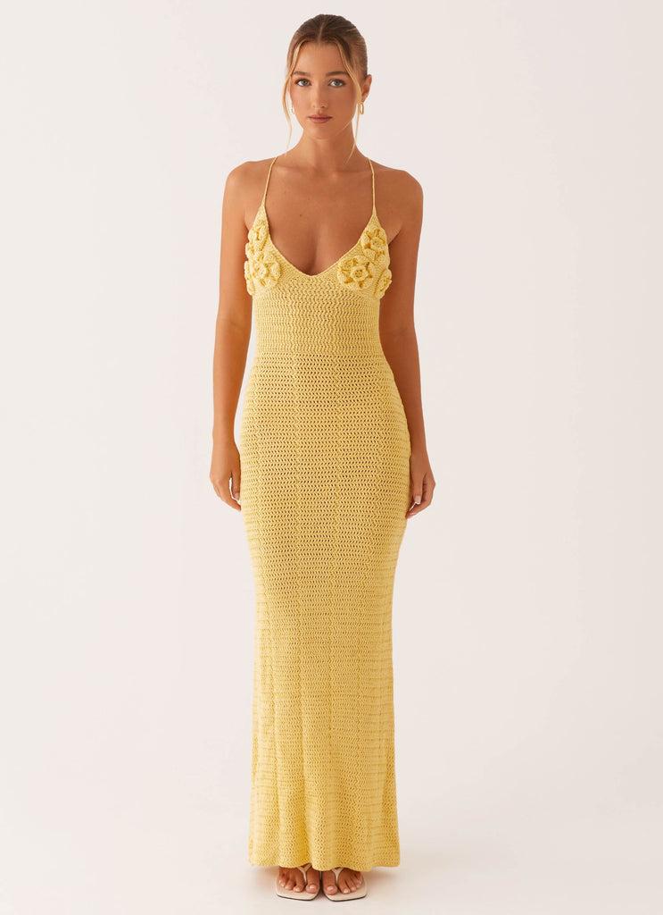 Peppermayo Peppermayo Exclusive - Zara Rose Crochet Maxi Dress - Yellow