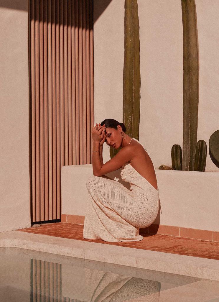 Peppermayo Peppermayo Exclusive - Zara Rose Crochet Maxi Dress - Ivory