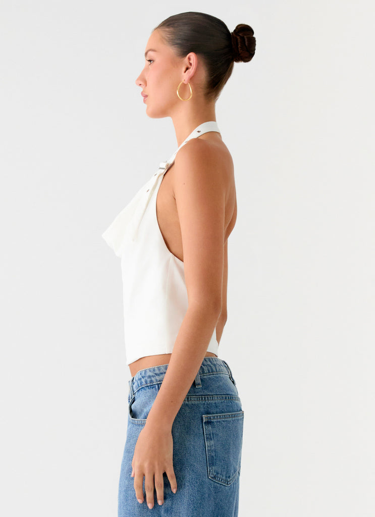 Peppermayo Peppermayo Exclusive - Zaylee Belt Cowl Top - White