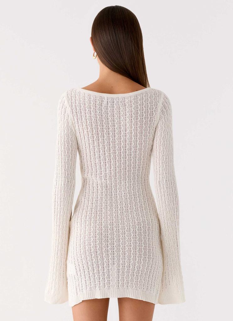 Peppermayo Peppermayo Exclusive - Zenzi Long Sleeve Crochet Mini Dress - White