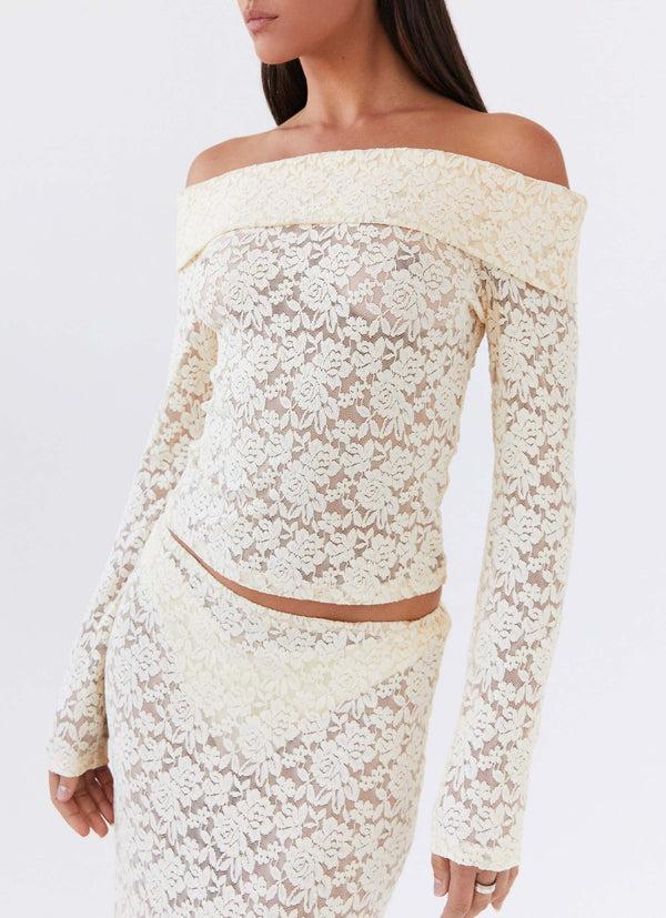 peppermayo Peppermayo Exclusive - Zephyra Lace Long Sleeve Top - Natural
