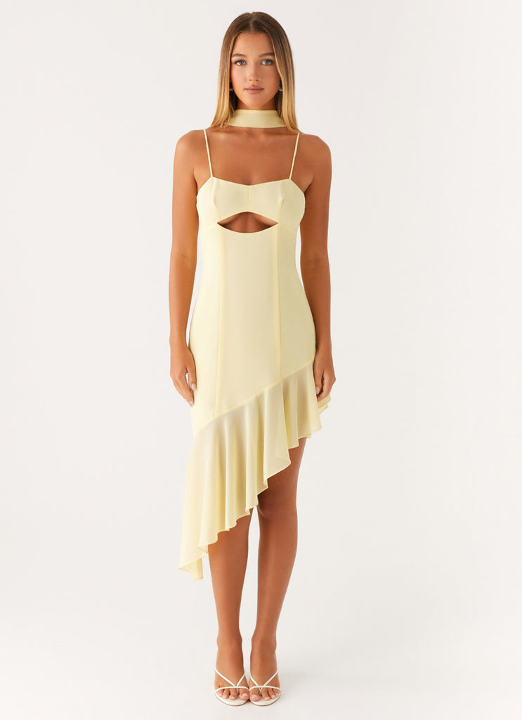 Peppermayo Peppermayo Exclusive - Zesty Asymmetrical Midi Dress - Yellow