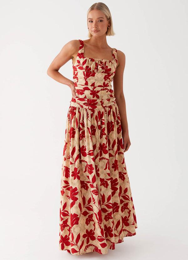 peppermayo Peppermayo Exclusive - Zinna Linen Maxi Dress - Red