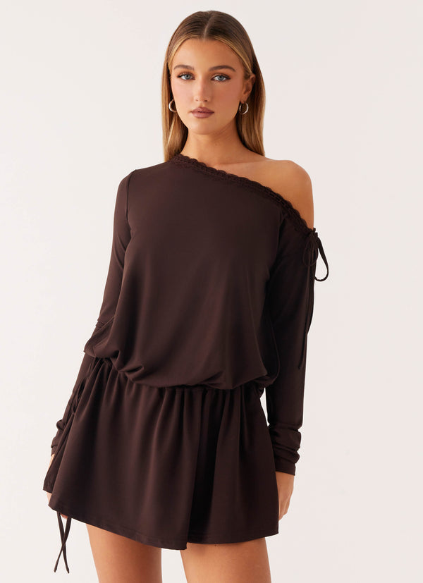 peppermayo Peppermayo Exclusive - Zinnia Mini Dress - Chocolate