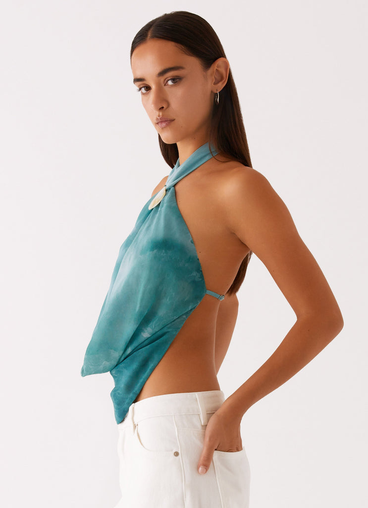 Peppermayo Peppermayo Exclusive - Zola Cowl Neck Shell Top - Green Tie Dye