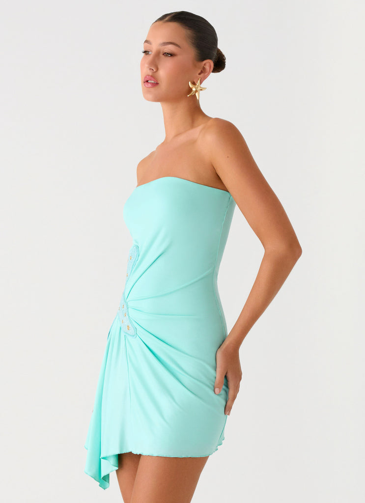 Peppermayo Peppermayo - Ocean Dream Strapless Mini Dress - Turquoise