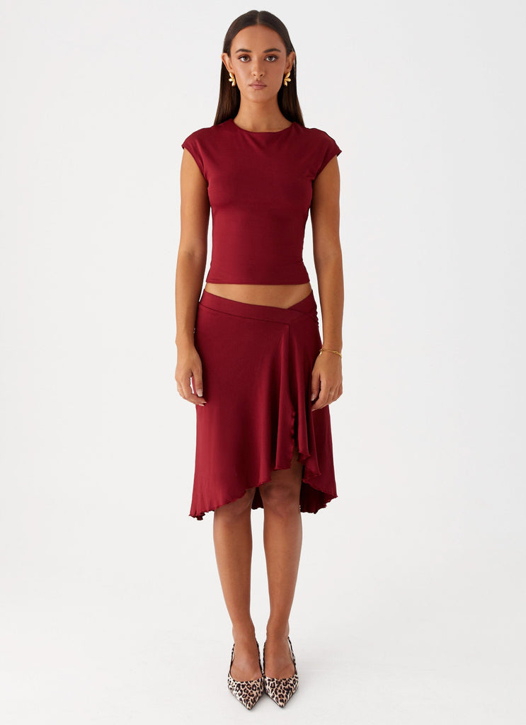 Peppermayo Womens Apparel - Shes A Lady Midi Skirt - Red